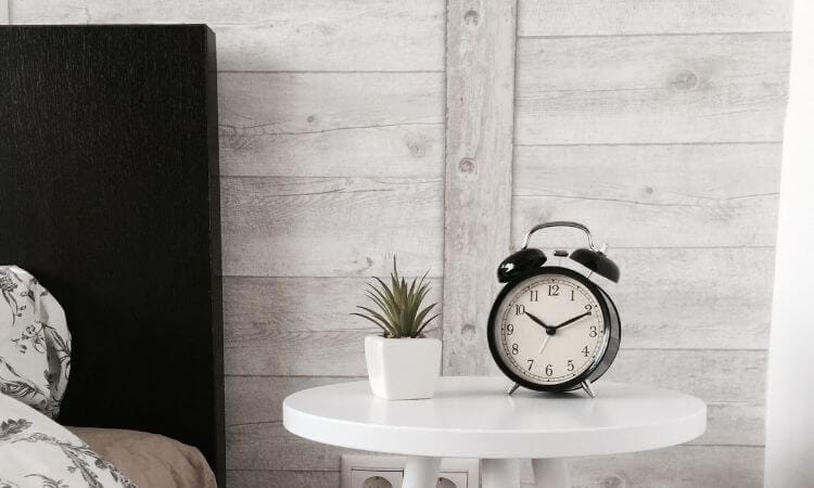 clock on bedside table 