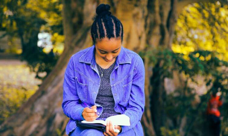 woman reading a book